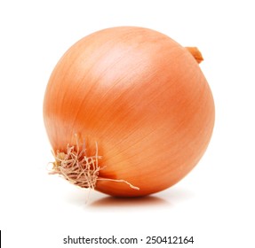 Ripe onion on a white background 