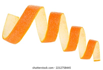 Ripe Orange Peel Or Orange Zest Isolated On A White Background