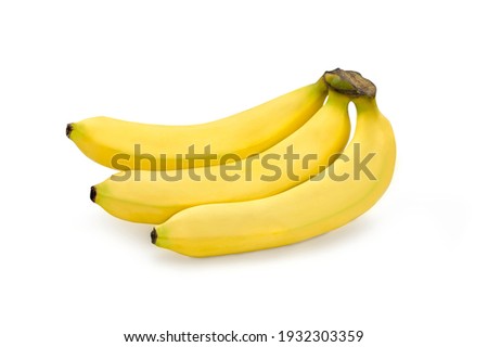 Ripe organic cavendish banana on white isolated background with clipping path. Healthy ketogenic dieting food with high fiber and vitamin.Tropical fresh fruit for diet concept.