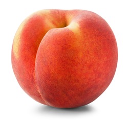Ripe Peach On A White Background. Clipping Path