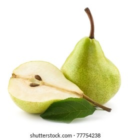ripe pears half isolated on white background - Shutterstock ID 77754238