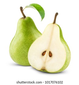 ripe pears with leaf isolated - Shutterstock ID 1017076102