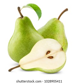 ripe pears with leaf isolated - Shutterstock ID 1028905411