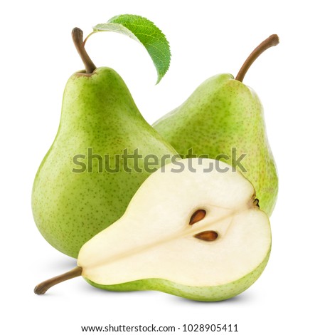 ripe pears with leaf isolated