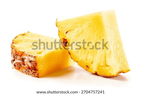 Ripe pineapple Clipping Path. Pineapple slice isolated on white background.