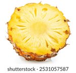 Ripe pineapple  and pineapple slices isolated on white background. File contains clipping path.