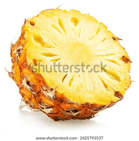 Ripe pineapple  and pineapple slices isolated on white background. File contains clipping path.