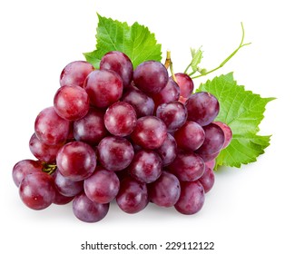 Ripe red grape with leaves isolated on white - Powered by Shutterstock