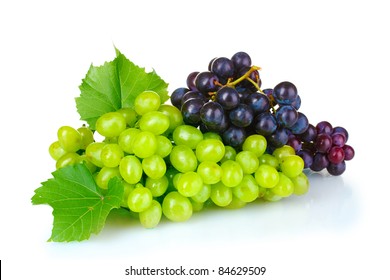 Ripe Red Grapes Isolated On White