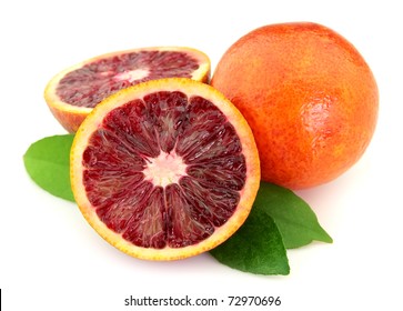 Ripe red orange on a white background