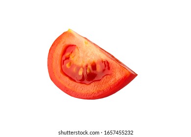 Ripe Red Quarter Tomato Isolated On White Background