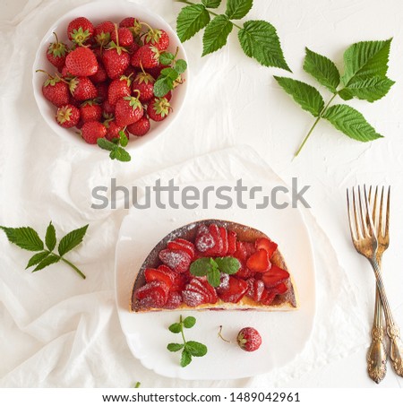 Similar – Image, Stock Photo half a pie from cottage cheese