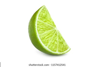 Ripe slice of green lime, isolated on white background - Powered by Shutterstock