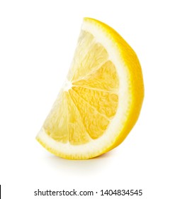 Ripe slice of yellow lemon citrus fruit