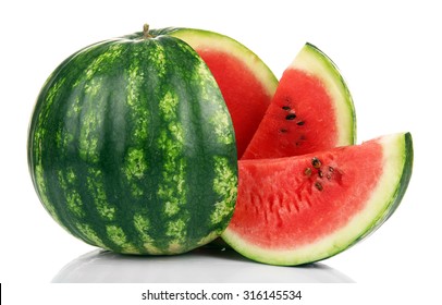 Ripe striped watermelon isolated on white - Powered by Shutterstock