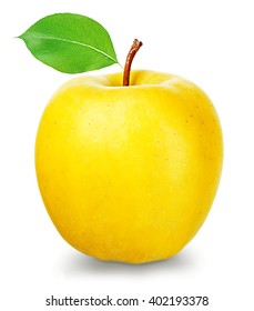 Ripe Yellow Apple Isolated On A White Background.