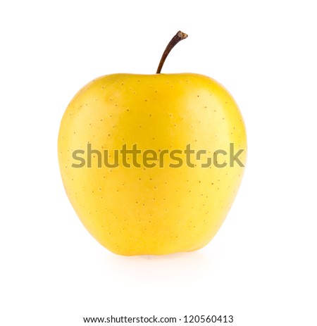ripe yellow apple isolated on white