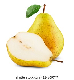 ripe yellow pears isolated on white background. Clipping Path - Shutterstock ID 224689747