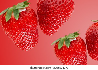 Riped fresh strawberries background for wallpaper. Fruits background usage. Flat Lay.  - Shutterstock ID 2206524971