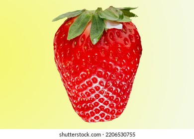 Riped red strawberries for wallpaper on yellow gradient color background. Fruits background usage. Flat Lay.  - Shutterstock ID 2206530755