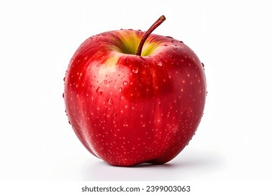 Ripened red apple with water droplets on it realistic photo with white background - Powered by Shutterstock