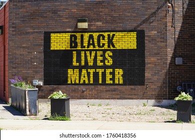 Ripon, Wisconsin / USA - June 14th, 2020: Black Lives Matter Wall Mural In The City Community Of Ripon. 