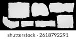 ripped element set of torn paper edges isolated with clipping path on background. torn paper texture, ripped of paper designs and jagged paper edges create a raw, artistic look