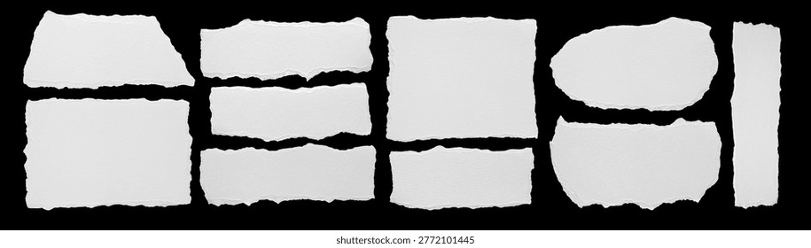 ripped element set of torn paper edges isolated on background. torn paper texture, ripped of paper designs and jagged paper edges create a raw, artistic look	