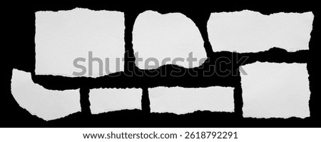 ripped element set of torn paper edges isolated with clipping path on background. torn paper texture, ripped of paper designs and jagged paper edges create a raw, artistic look