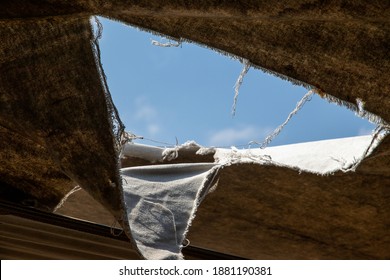 Ripped Fabric Roof In Market In Turkey