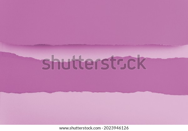 Ripped paper edge with copy space, purple color
background. Flat lay. Copy
space.