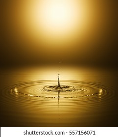 Ripple of the golden surface of the water