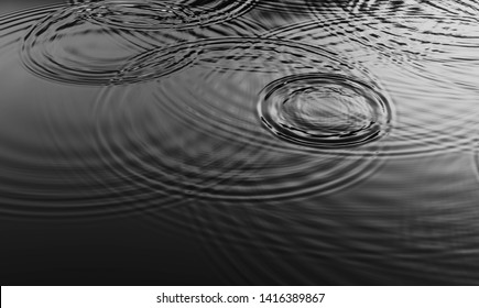  Ripples From Rain Droplets Falling On Water Surface