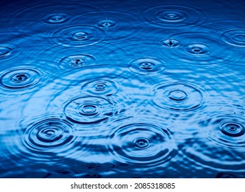 Ripples Of Raindrops In Puddle