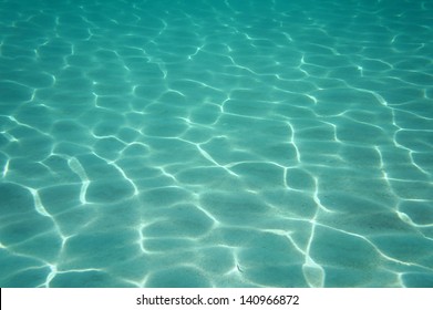 Ripples Of Sunlight Underwater On Sandy Ocean Floor, Atlantic Ocean, Natural Scene