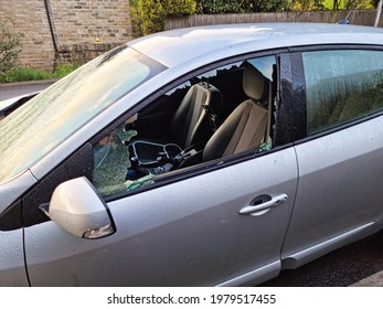 RIPPONDEN, UK - MAY 25, 2021: Car with a broken passenger side window as a result of theft