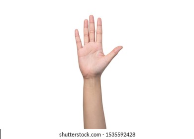 Rise Up Hand Isolated On White Background With Clipping Path