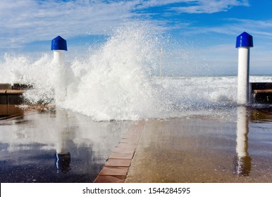 Rise In Sea Level During A Storm In Northern France