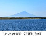 Rishiri Island seen from Teshio Riverside Park : Teshio, Hokkaido, Japan