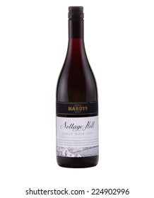 Rishon Le Zion, Israel - May 13, 2012: One bottle of dry red wine Hardys Nottage Hill pinot noir 2009 alc.13% 750ml. Produced by Hardys Winery, Australia