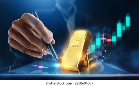 Rising gold prices concept. Investment in precious metals in the stock market - Shutterstock ID 2238604887