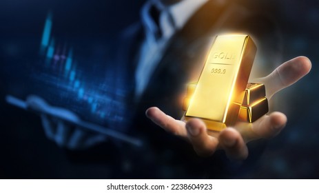 Rising gold prices concept. Investment in precious metals in the stock market - Shutterstock ID 2238604923