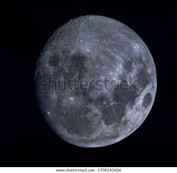Rising moon as a mosaic through a telescope with\
1900 mm focal length