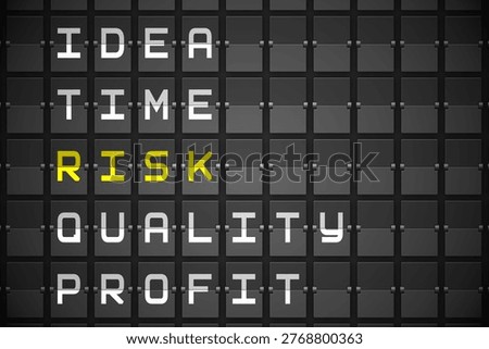 Risk buzzwords on digitally generated black mechanical board