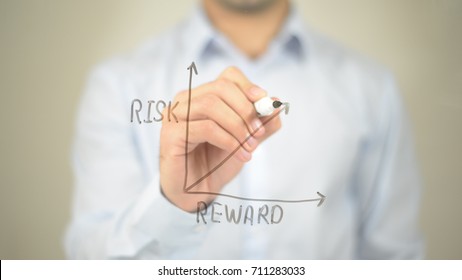 Risk Reward Ratio, Concept Graph, Man Writing On Transparent Screen