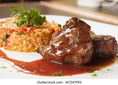 Risotto With Fillet Mignon Steak