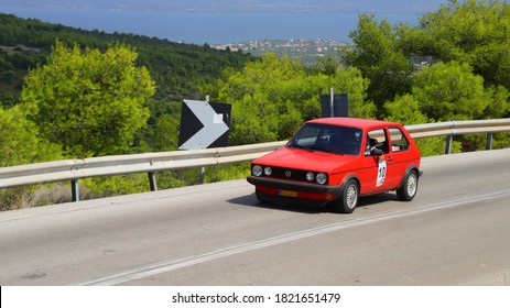 RITSONA, GREECE, SEPTEMBER 13, 2020. Classic german car VOLKSWAGEN GOLF of 1976, during the classic climb of Ritsona close to Halkida.