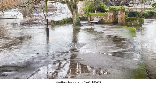 River Avon Major Flood UK 2014 - Christchurch In Dorset UK 