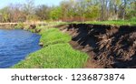 River bank erosion often occurs along meander bends such as this one on the Kishwaukee River in northern Illinois