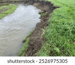 River bank erosion often occurs along meander bends such as this one on the Lucina River in Czech republic
